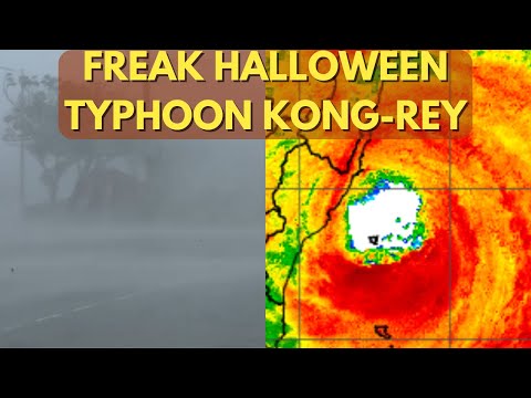Freak Late Season Typhoon Kong-rey Lashes Taiwan Powerful Eyewall And Calm Eye