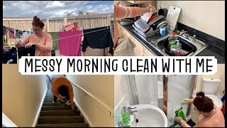 EARLY MORNING CLEAN WITH ME | MESSY KITCHEN CLEAN | LAUNDRY MOTIVATION || Stacy Rebecca