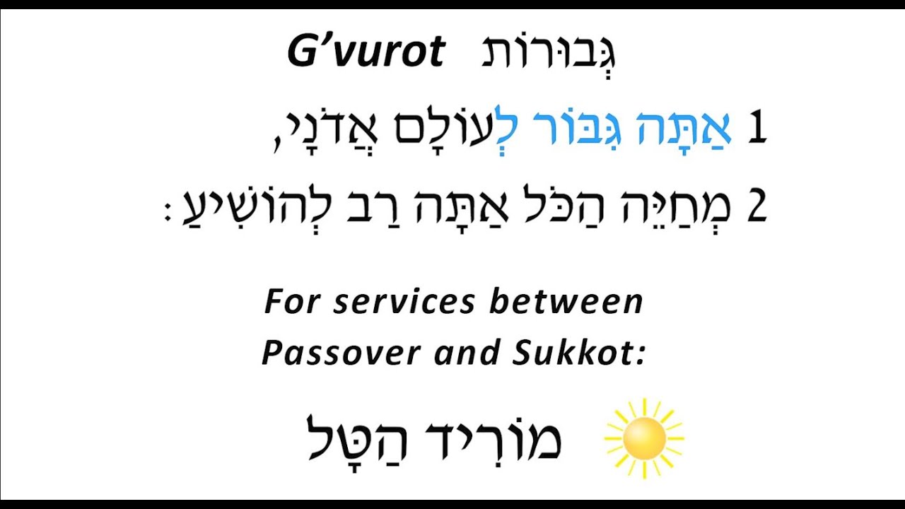 G'vurot Prayer Karaoke (Summer): Chanted by Cantor Emma Lutz (Stephen Wise Temple)