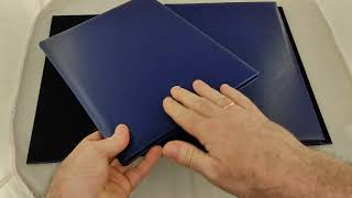 Адресная папка из сине-голубого кожзама Quinel. Подкладка - темный искусственный бархат. Распродажа.