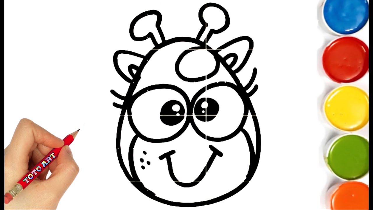 How to draw Giraffe Face  -Colouring for Kids & Toddlers |Draw, Paint and Learn _ Toto Art