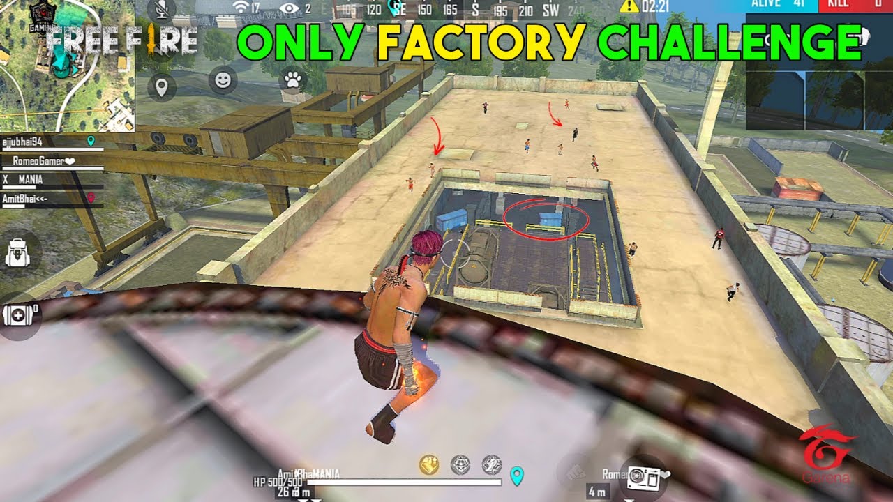 Ajjubhai94 Only Factory Roof Challenge With Factory King Romeo And Desi Gamer Garena Free Fire Youtube