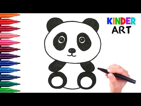 Как нарисовать панду начинающим поэтапно | How to draw a panda. Coloring page for kids