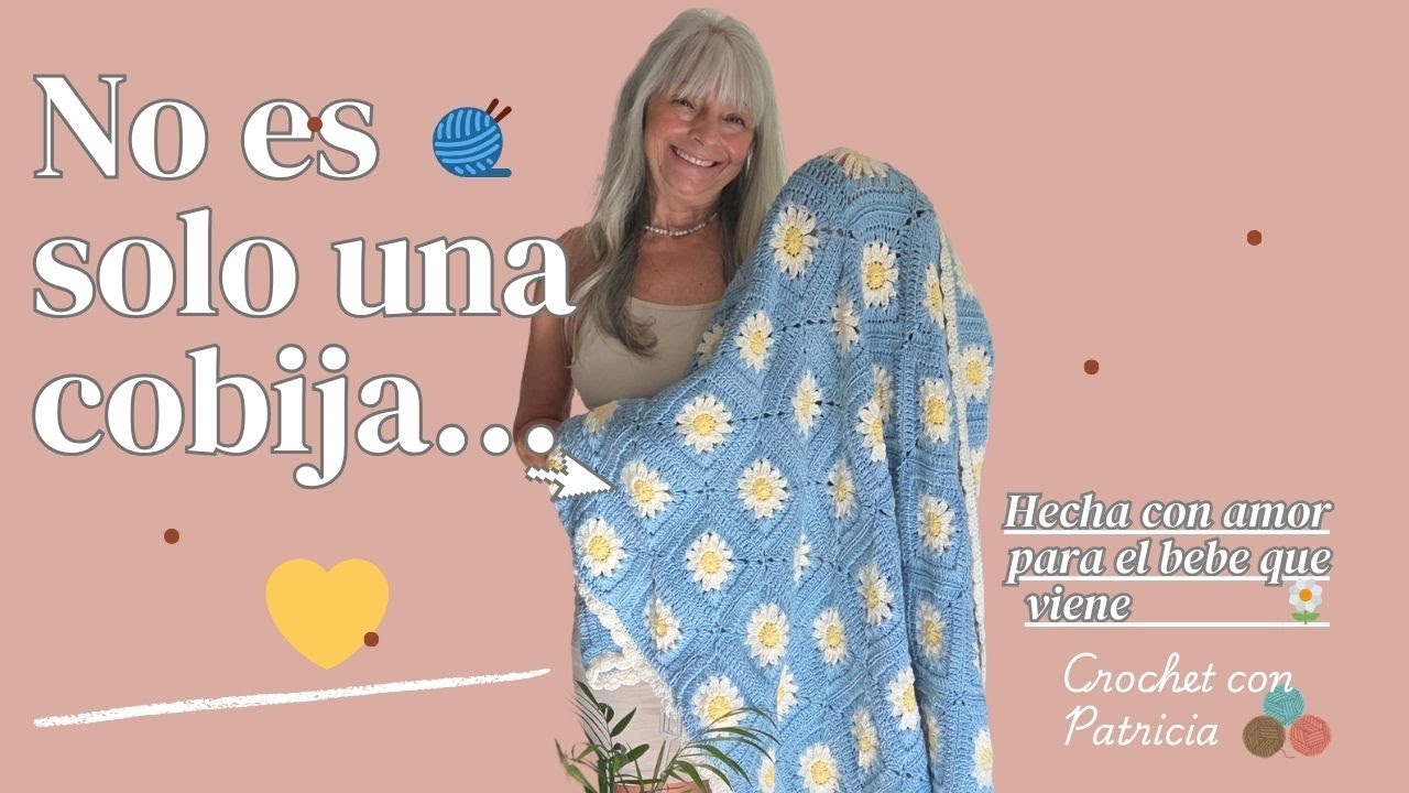 ¡Aprende a tejer una cobija de Margaritas 🌼 para bebé  fácil!
