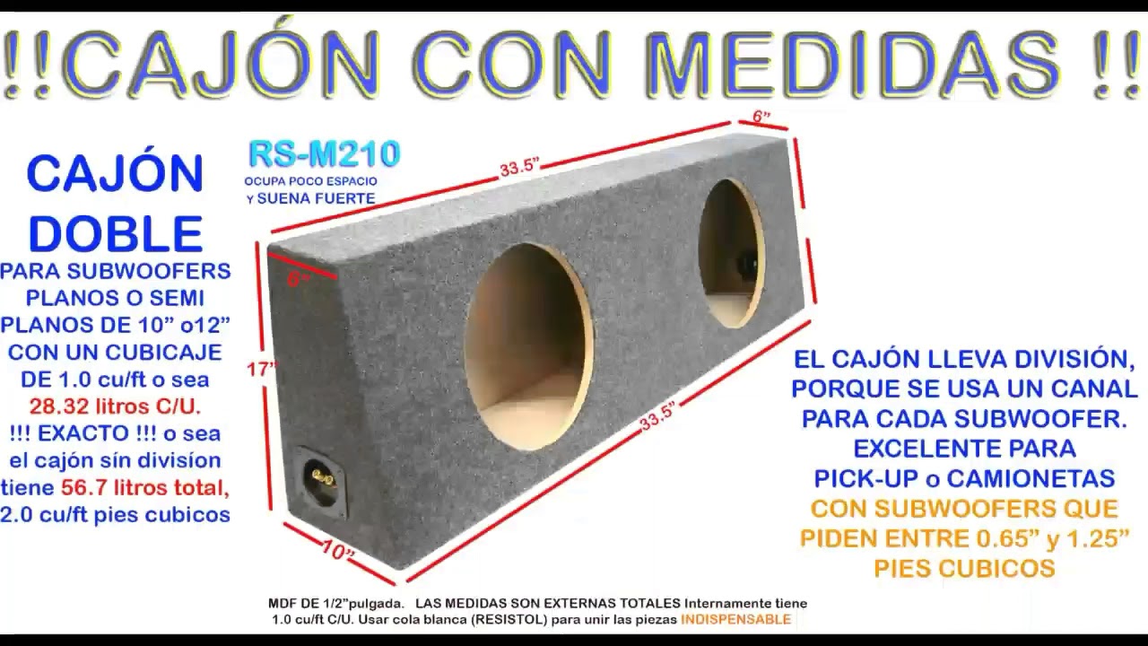 para Subwoofers de 10" o 12" MEDIDAS -