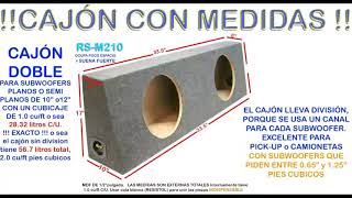 para Subwoofers de 10" o 12" MEDIDAS -