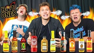 How SPICY Are Hot Ones Spicy Wings?! - Trying all Hot Ones Sauces