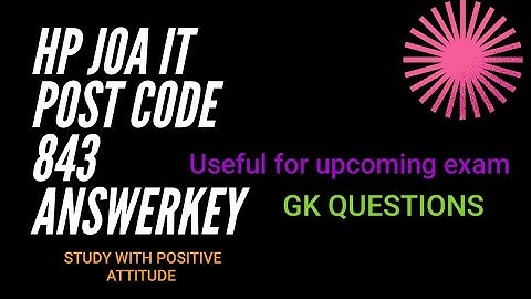ANSWERKEY OF HPSSC JOA TRAINEE W-3 (843)  #Study with Positive Attitude #hpssc