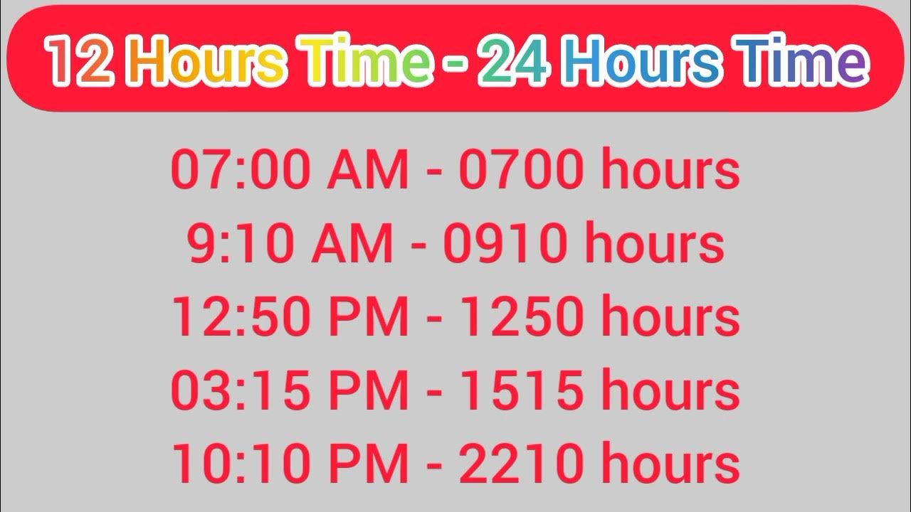 Conversion of 12 hour time into 24 hour time and vice versa - YouTube