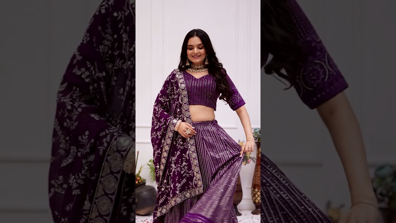 Soft Purple Faux Georgette Lehenga