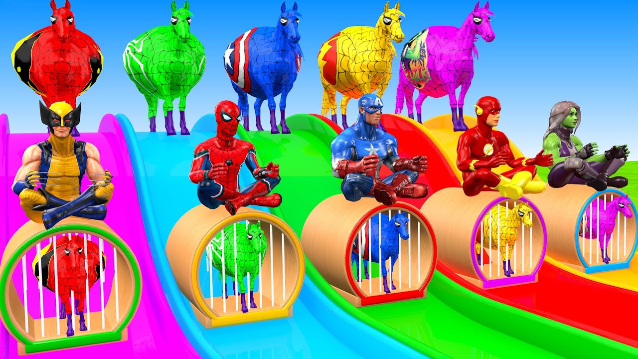 Long Slide Game With Cow Elephant Gorilla Hippopotamus Tiger 3d Animal Game Funny 3d Animals