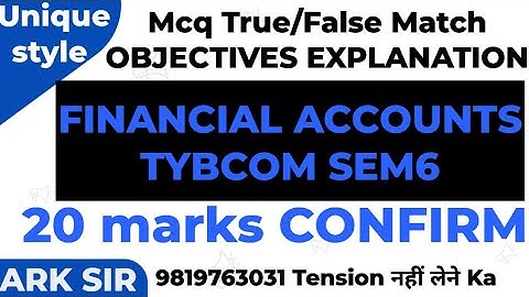 2025 University Solution|marks20 full book Mcq|Financial Account tybcom sem6| Important MCQ|Ark sir
