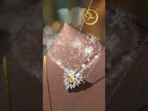 Dây chuyền hình Trái Tim đính KIM CƯƠNG TỰ NHIÊN vàng, trắng