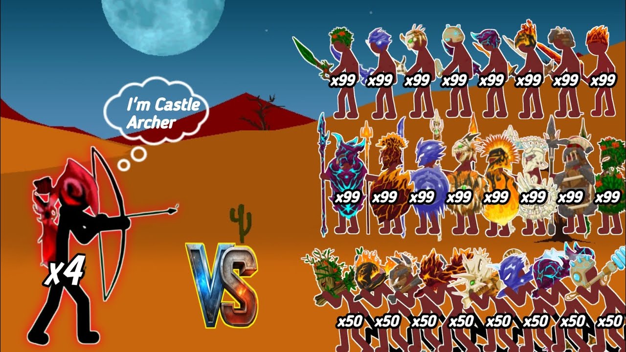 Castle Archers Step In!!😱 Castle Archer's x4 vs All Swordwarth x99, All Spearton x99, All Giant x50🔥