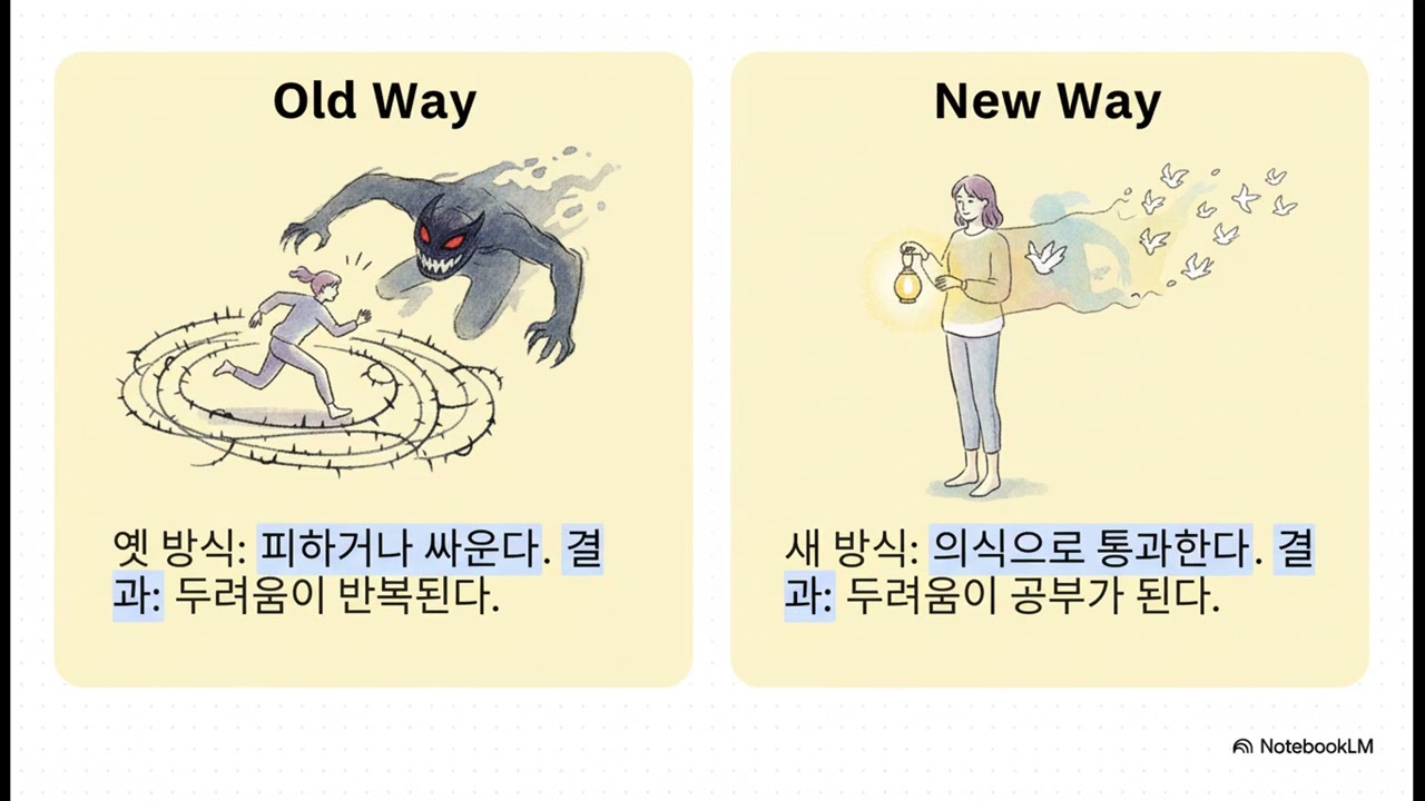 두려움, 도대체 어디서 오는가? 원리를 아는 것이 핵심. 두려움은 마음의식을 깨우는시초이다.알아차림이라는 빛을 선물해준다. 우리의 마음의식 성장...