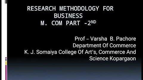 M.Com Part-2nd , Research Methodology For Business -1