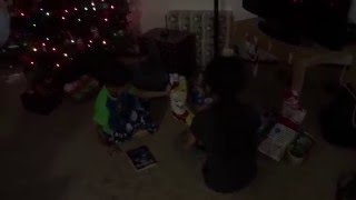 Jason and Julia opening their stockings on Christmas morning 12/25/2015