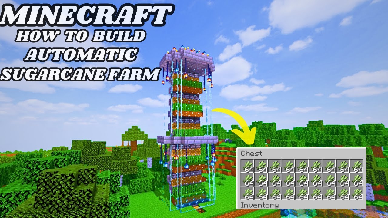 Minecraft How To Make Automatic Sugarcane Farm Easy Sugarcane Farm