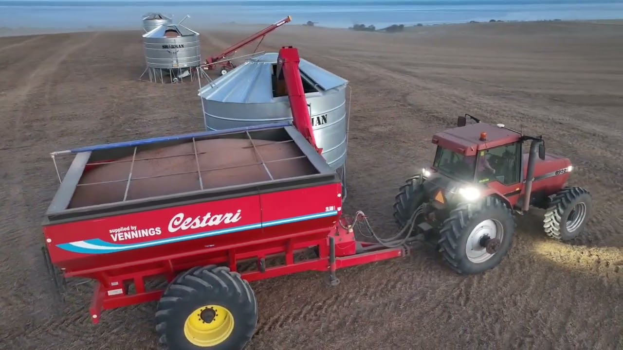 Chaser Bin unloading into a grain bin