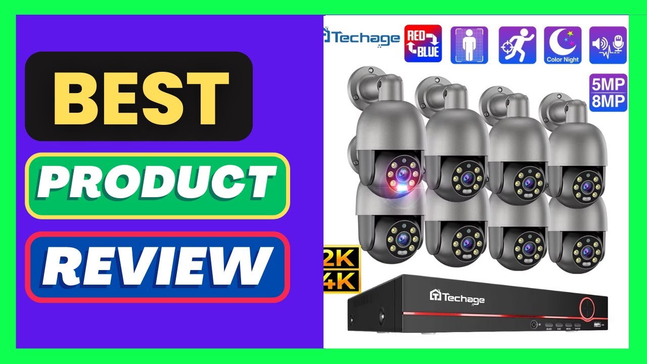 Techage 8CH 8MP 5MP 4K PTZ POE IP Camera System AI Human Detection