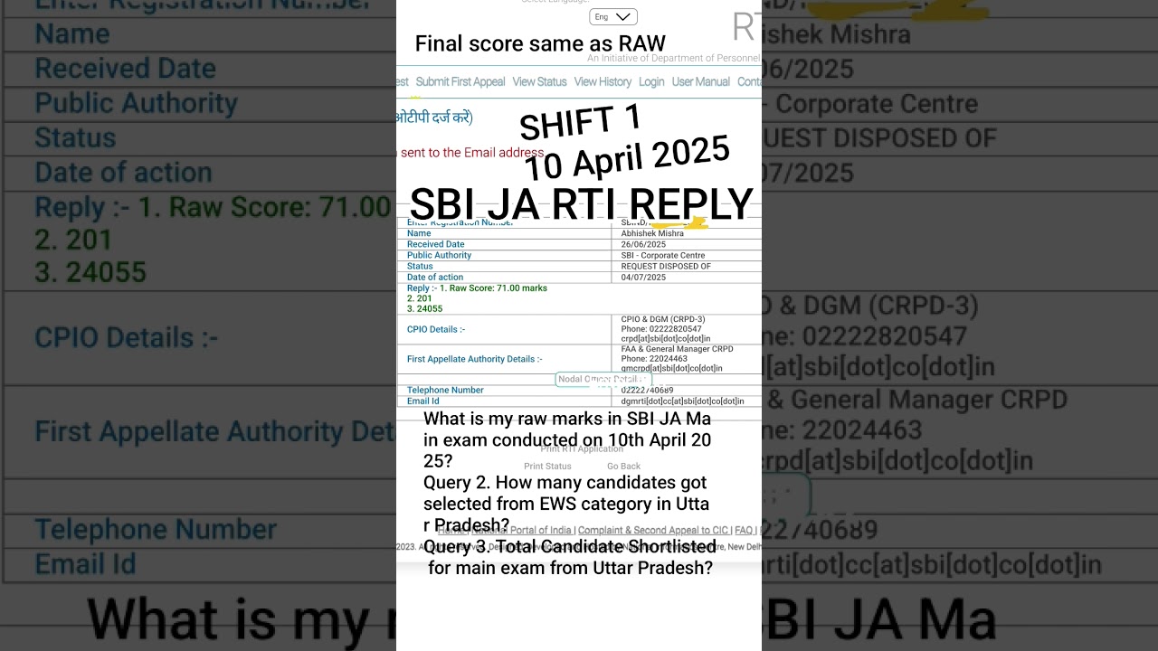 SBI CLERK RTI REPLY 2025| SBI JA MAINS RTI REPLY 2025. 