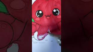 ASMR Coloring a Cute Cherry Octopus 🍒🐙✨ | #shorts #kawaii #art | LoveAndColor Art