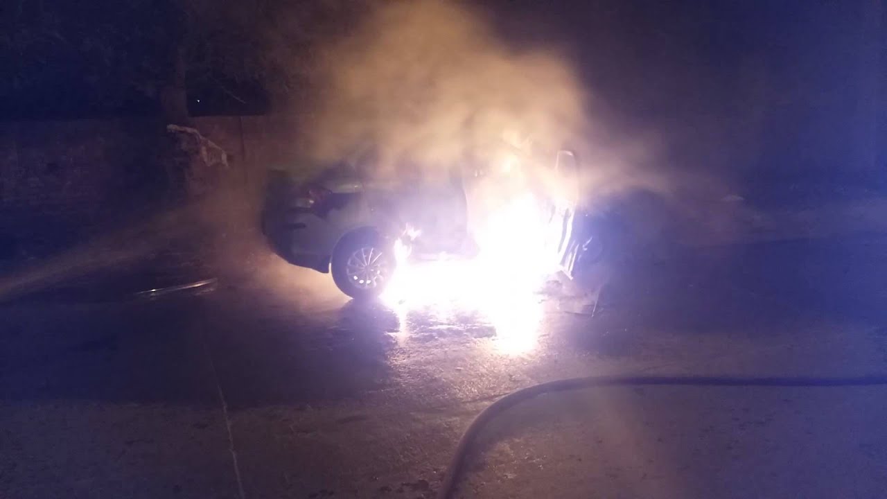 Burning car on road YouTube