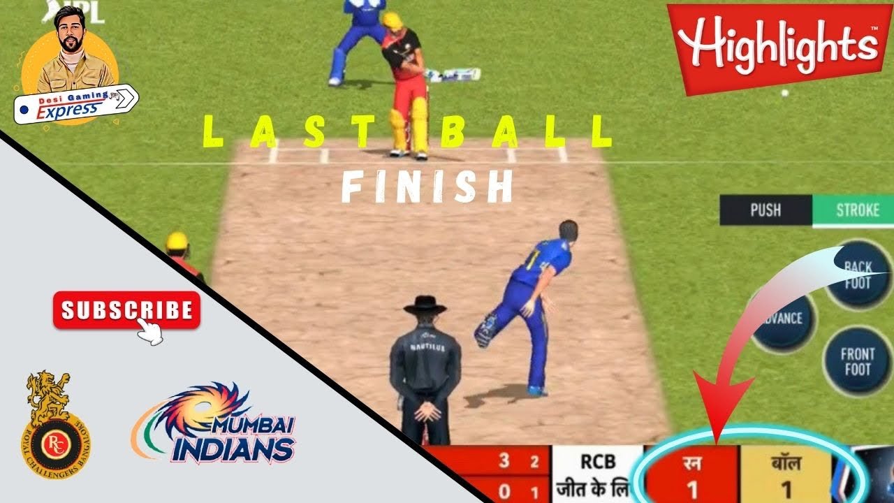 Last Ball Finish | RCB v MI Vivo IPL 2021 in Real Cricket 20 - YouTube