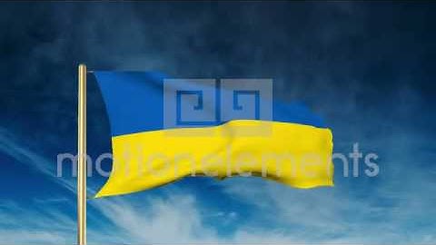 Ukraine Flag Slider Style. Waving In The Wind With Cloud Background Animation Stock Animation