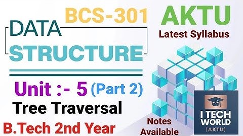 Data Structure Unit :- 5 (Part 2) Tree Traversing BCS301 AKTU B.Tech 2nd Year CSE/IT and BOE306/406!