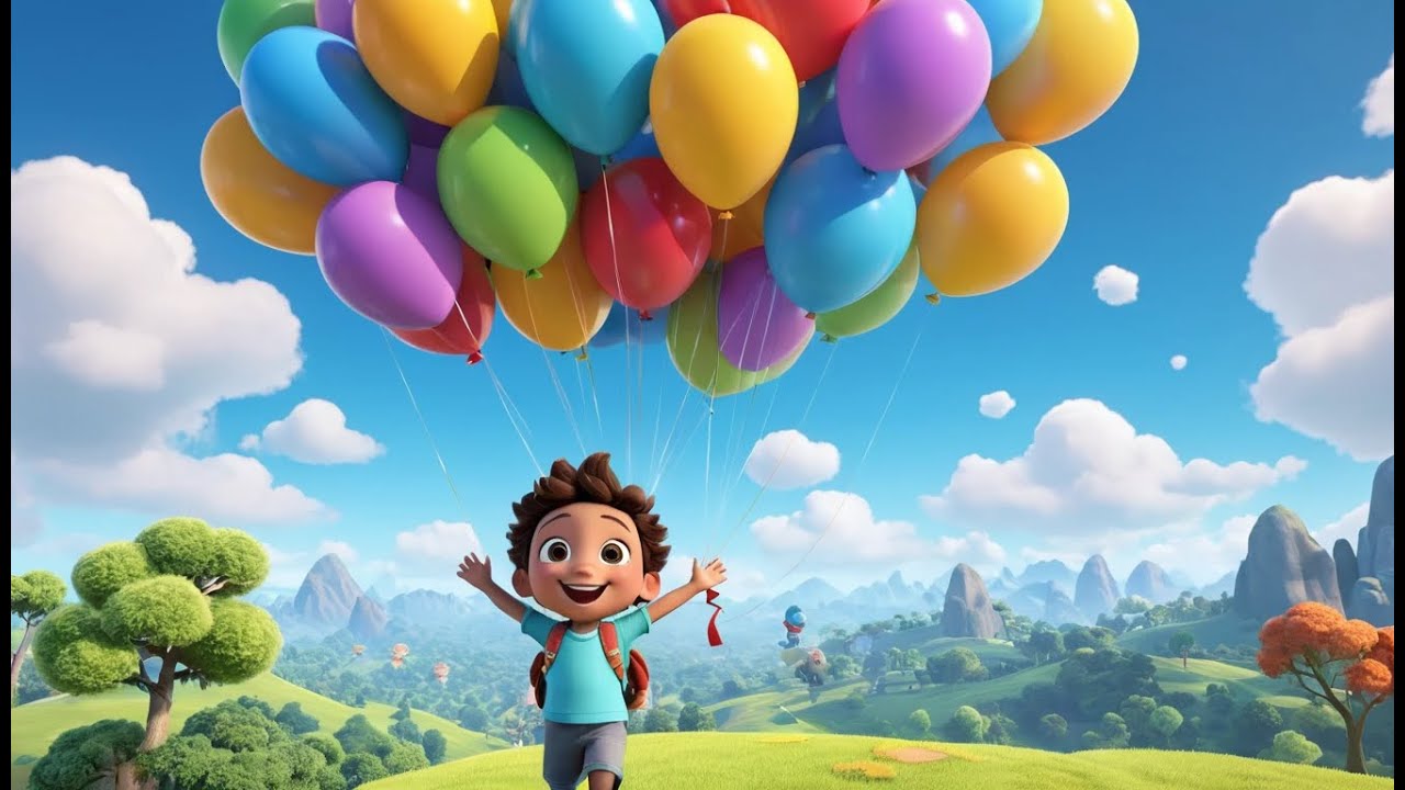 Ten Little Balloons Floating Up | Fun Counting Song for Kids | Colorful Adventure Rhyme