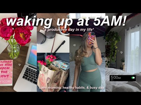a 5am productive day in my life!💌 calm morning, healthy habits, & grocery haul! thumbnail