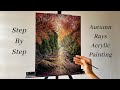 Autumn Rays Forest Landscape STEP By STEP Acrylic Painting