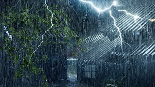 Beat Insomnia to Sleep Instantly, Sleep Fast with Heavy Rain on Metal Roof & Powerful Thunder Sounds