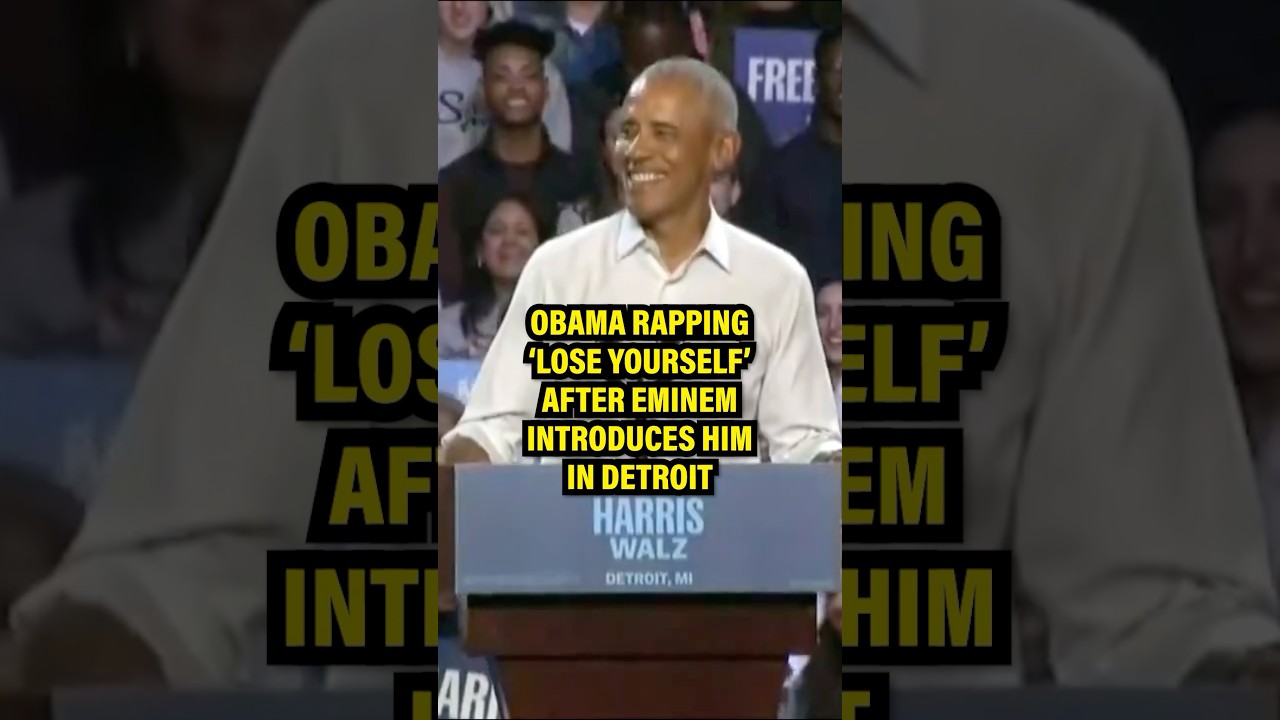 Obama Raps 'Lose Yourself' after Intro by Eminem at Kamala Event in Detroit 🔥