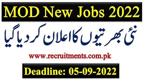 MOD Announced Jobs 2022 | Assistant Director | Sub Inspector | Security Sub Inspector | ASI | MOD |