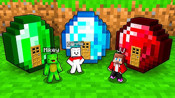 JJ vs Mikey vs Carrie TINY BASE BATTLE in Minecraft - Maizen