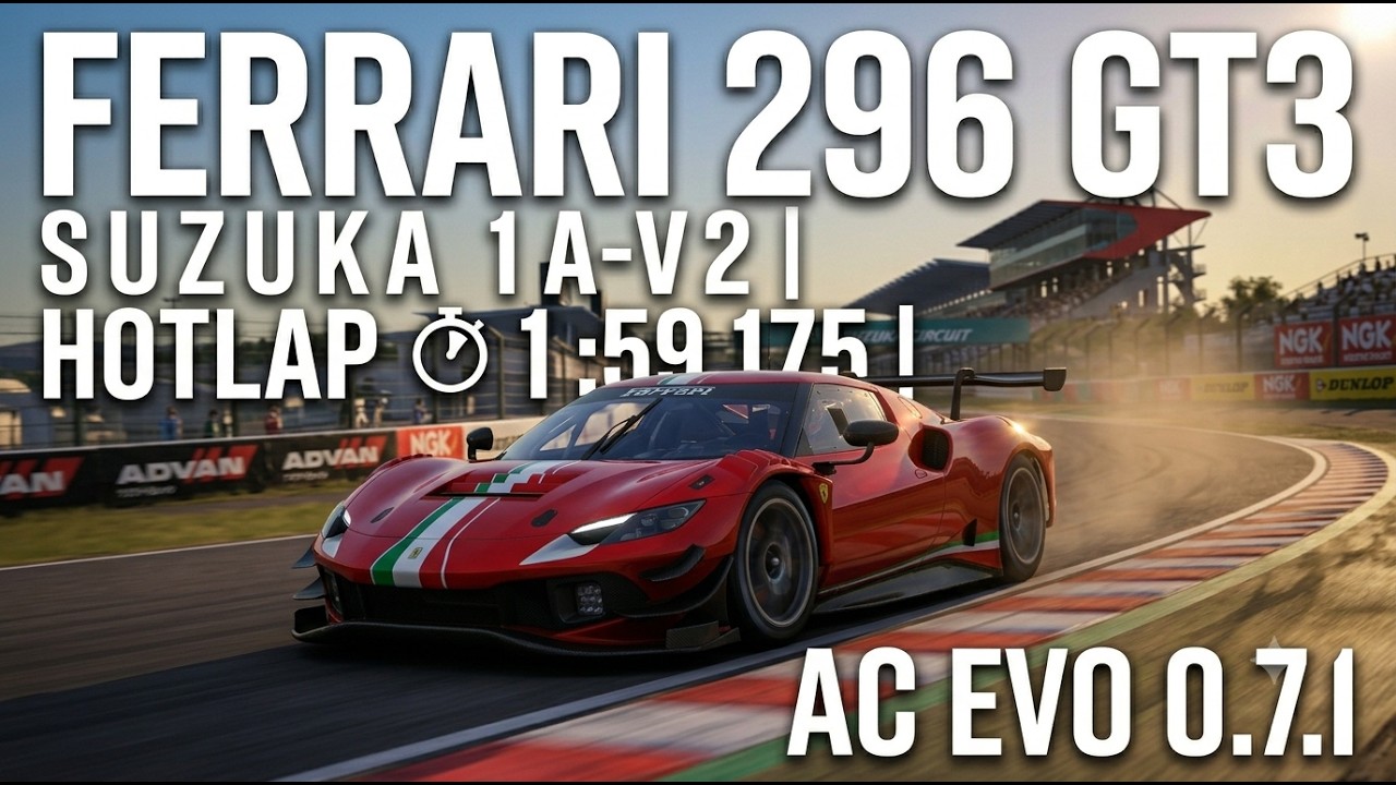 FERRARI 296 GT3 | SUZUKA 1A-V2 | HOTLAP ⏱️ 1:59.175 | AC EVO 0.7