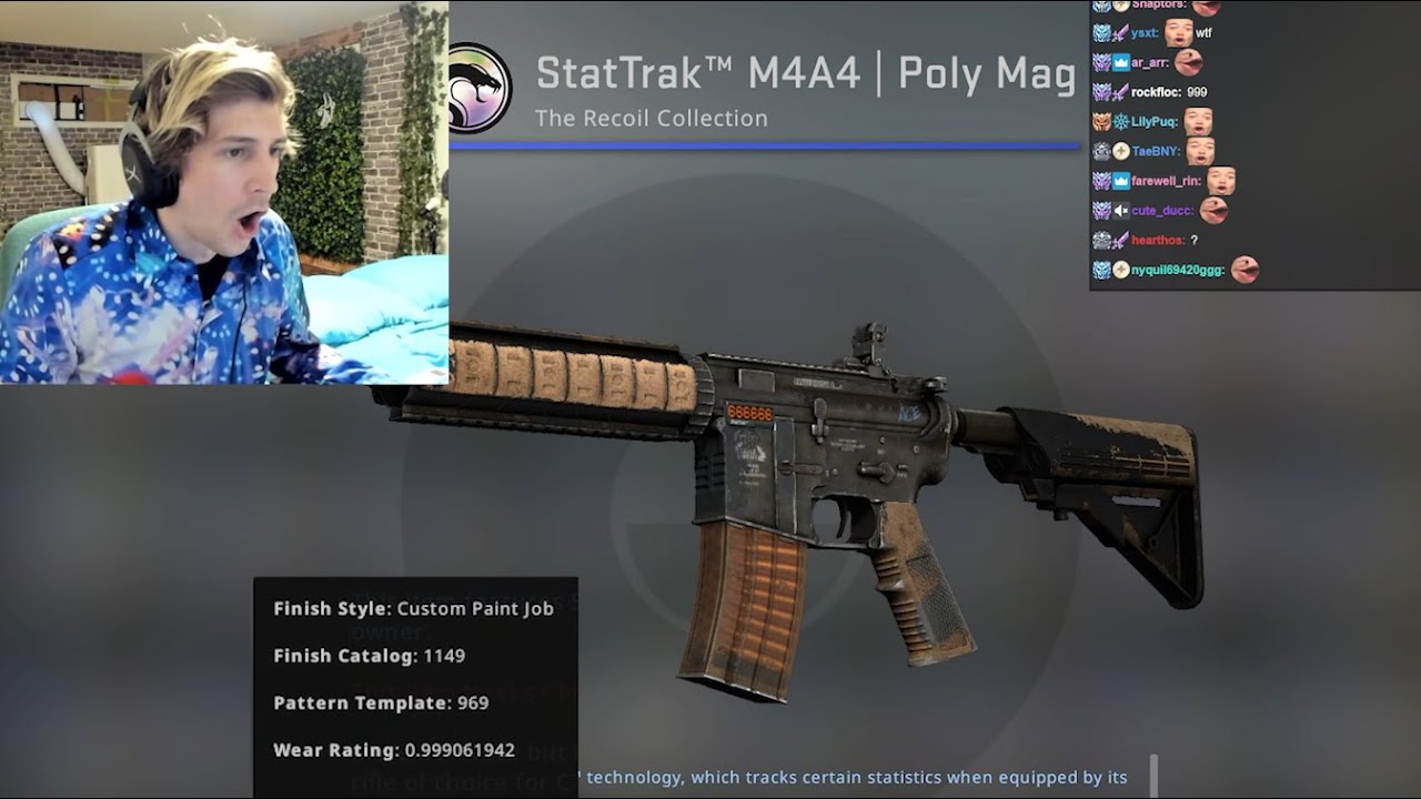 xQc Unboxes The 1 Worst Float M4A4 From The New CSGO Recoil Case YouTube