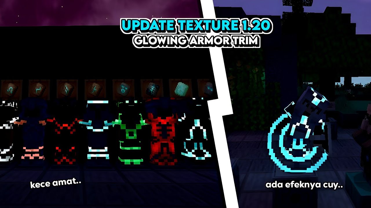 NEW UPDATE‼️Texture pack mcpe 1.20 Glowing armor trim Keren parah ...