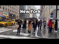 Walking In The Rain New York Light Thunderstorm and City Sounds Rainy Day In NYC