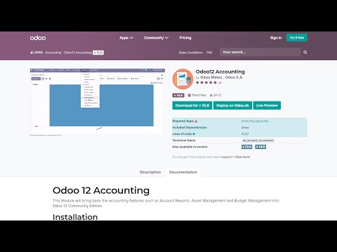 How to Install Accounting Module on Odoo 12