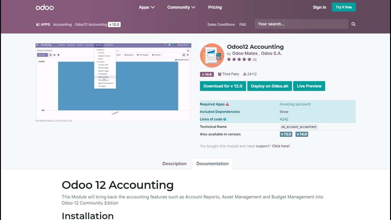 How To Install Accounting Module On Odoo 12 - Youtube