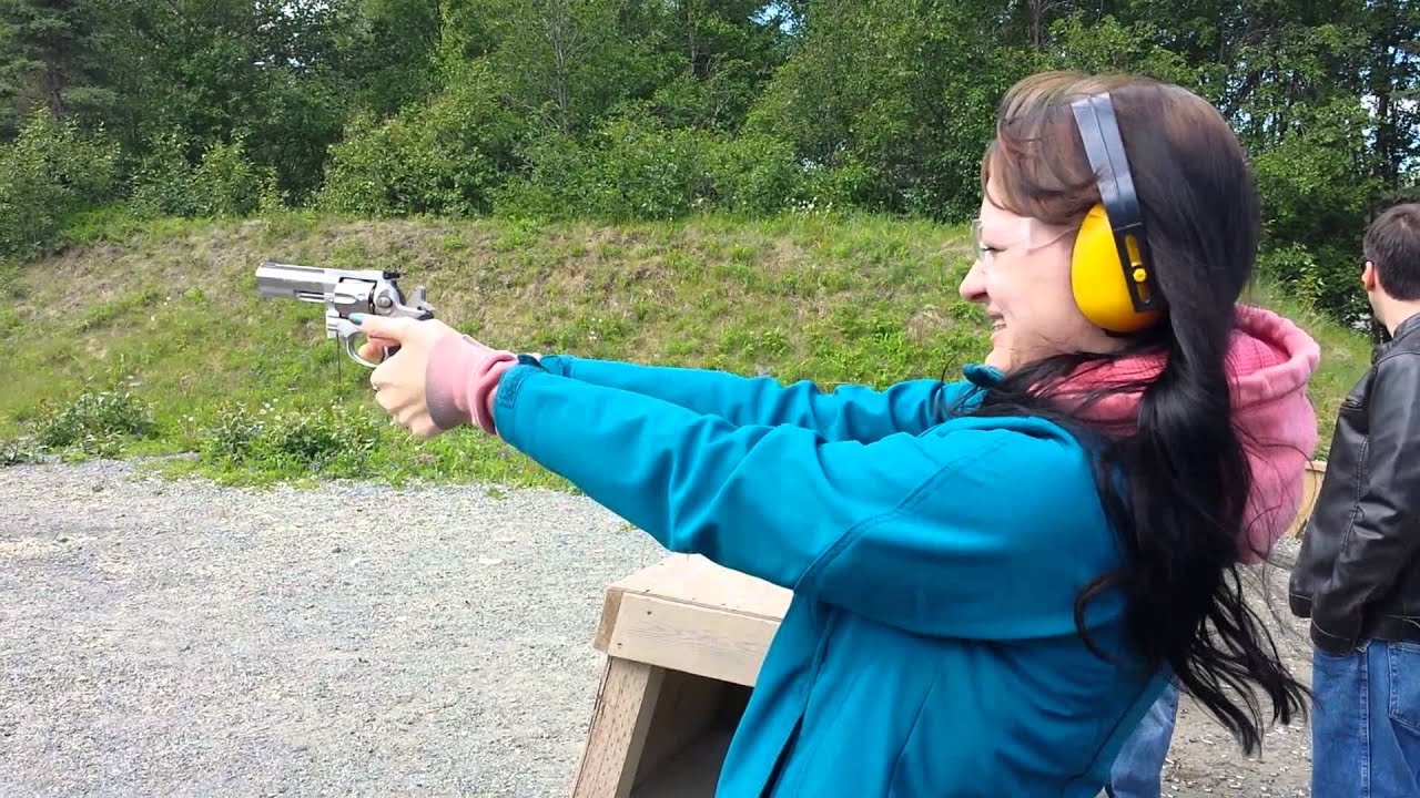 Daughter shooting the Ruger GP100 .357 Magnum at Rabbit Creek Rifle