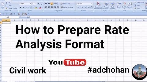 How to Prepare Rate Analysis Format, How to Create an Excel File,Rate Analysis Excel Sheet,