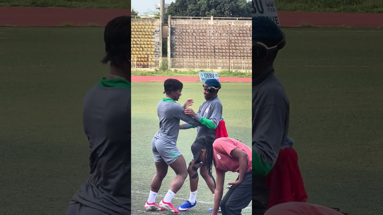 That beautiful moment Between Rasheedat Ajibade and Francisca Ordega! #football #superfalcons