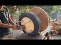 A 30-Year-Old Carpenter With 25 Years Of Experience Turned A Tire Into A Unique Table. Woodworking