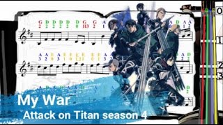 My War | Attack on Titan Season 4  | Violin SHEET MUSIC [With Fingerings][Level 5]
