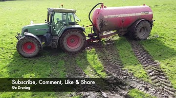 Fendt Tractor Spreading Slurry In A Wet Co  Meath Field 2020, Gets STuck & Pulled out By Second Fend