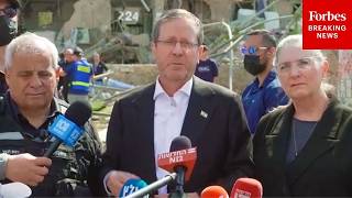 FULL REMARKS: Israeli President Isaac Herzog Visits Site Of Missile Strike In Dimona, Israel